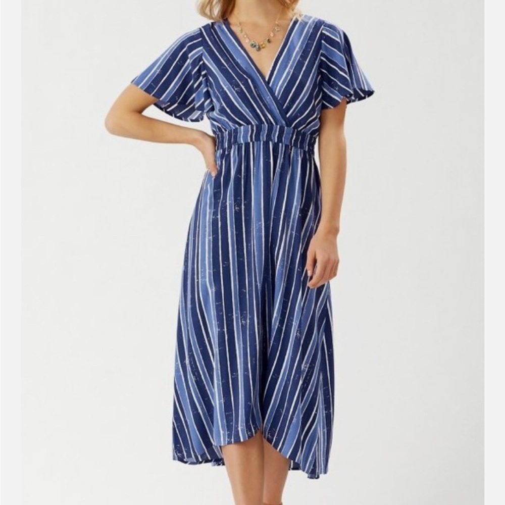 Tommy Bahama Navy and White Striped Midi Dress